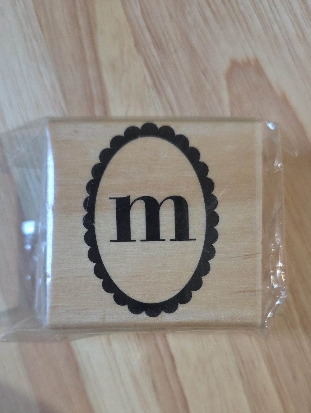 Michaels Paisley Monogram M Wood Mounted Rubber Stamp New Sealed